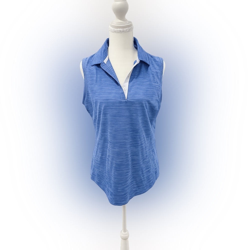 FootJoy Sleeveless Golf Polo Blue Heathered Size M